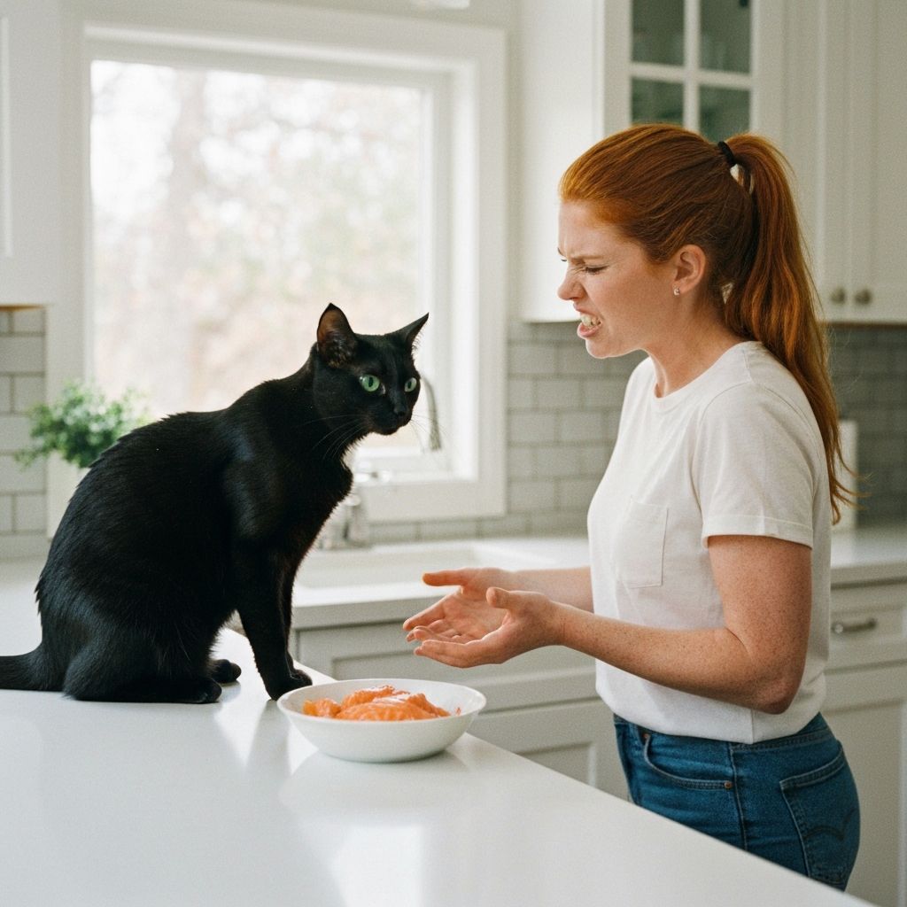 Cat on kitchen counter creating problems